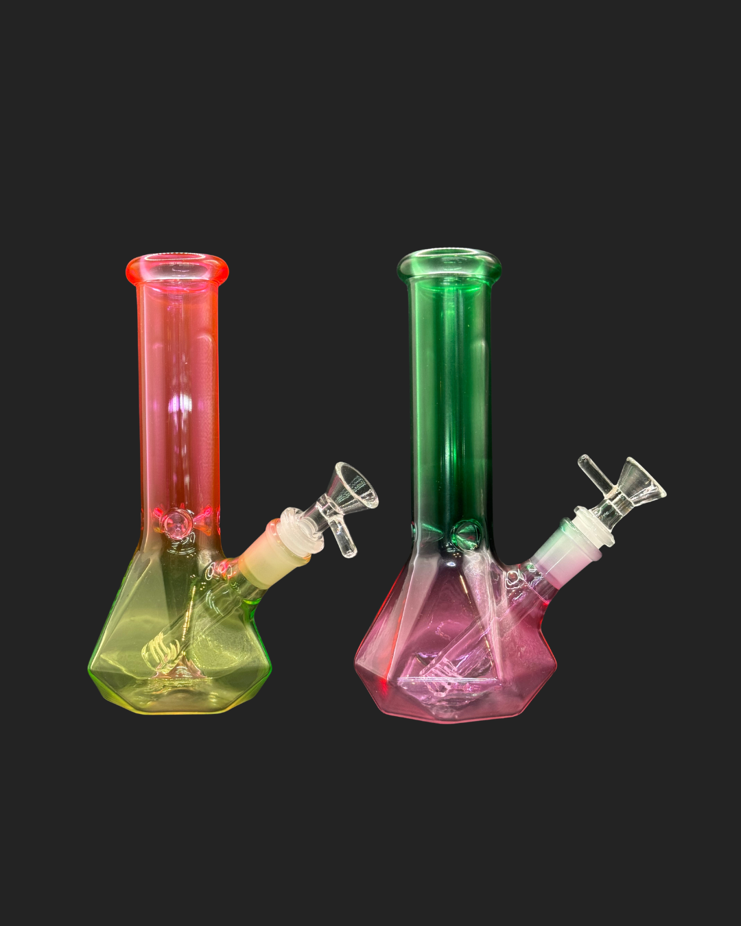 bong beaker bicolor con corte diamante Drg-030