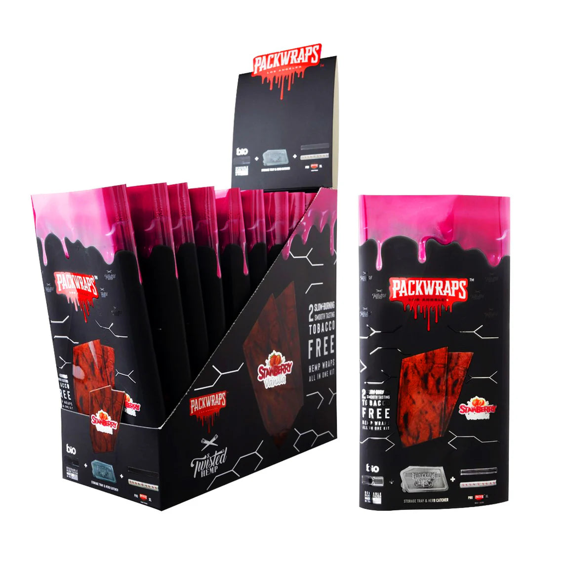 Packwraps Twisted Hemp con 2 wraps sabor  Strawberry Vanilla