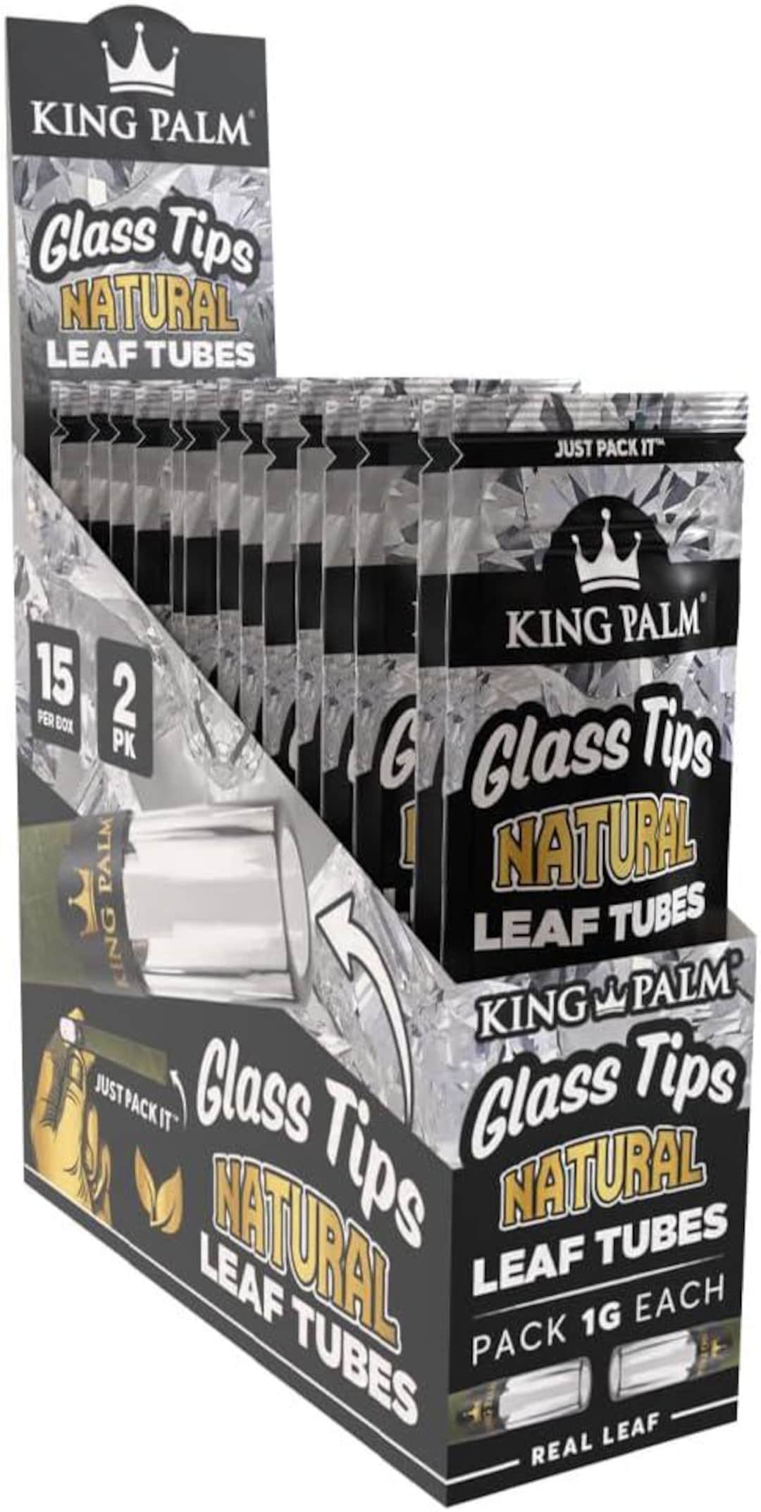 King Palm Cones with Glass Tips Natural Mini  pack of 2 pre-rolls